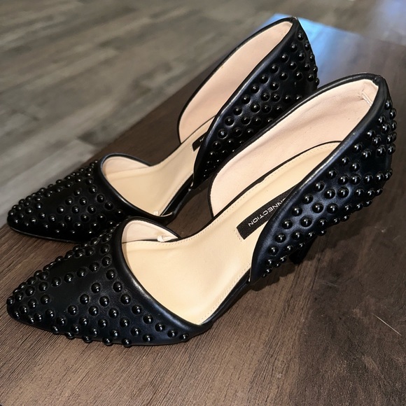 French Connection | Black Forever Studded Two Piece Pumps - Picture 4 of 5